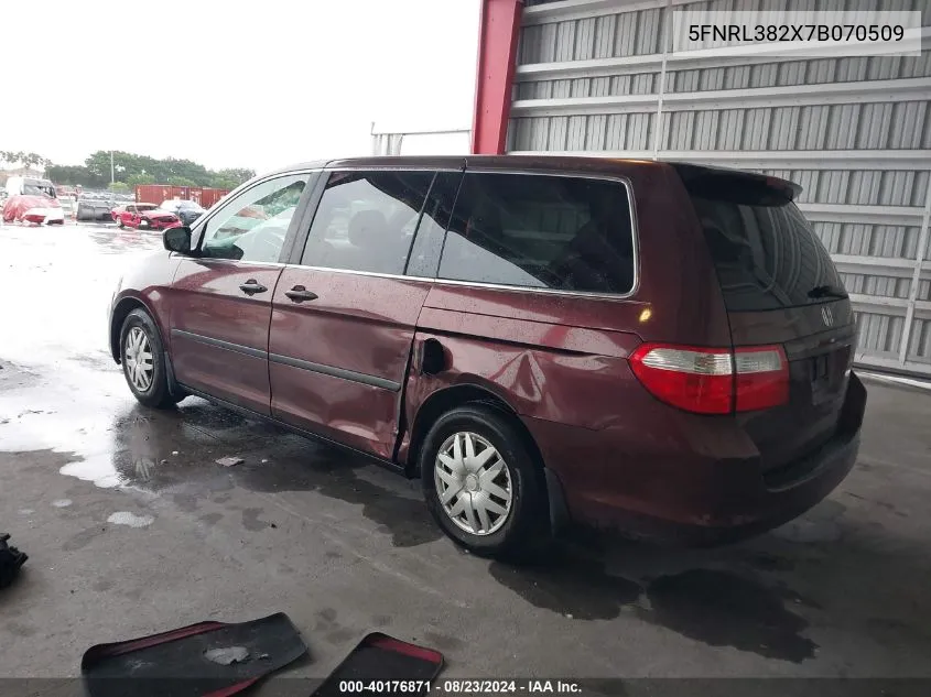 2007 Honda Odyssey Lx VIN: 5FNRL382X7B070509 Lot: 40176871