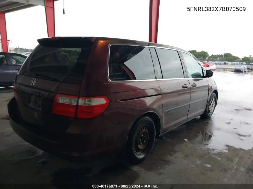 2007 Honda Odyssey Lx VIN: 5FNRL382X7B070509 Lot: 40176871