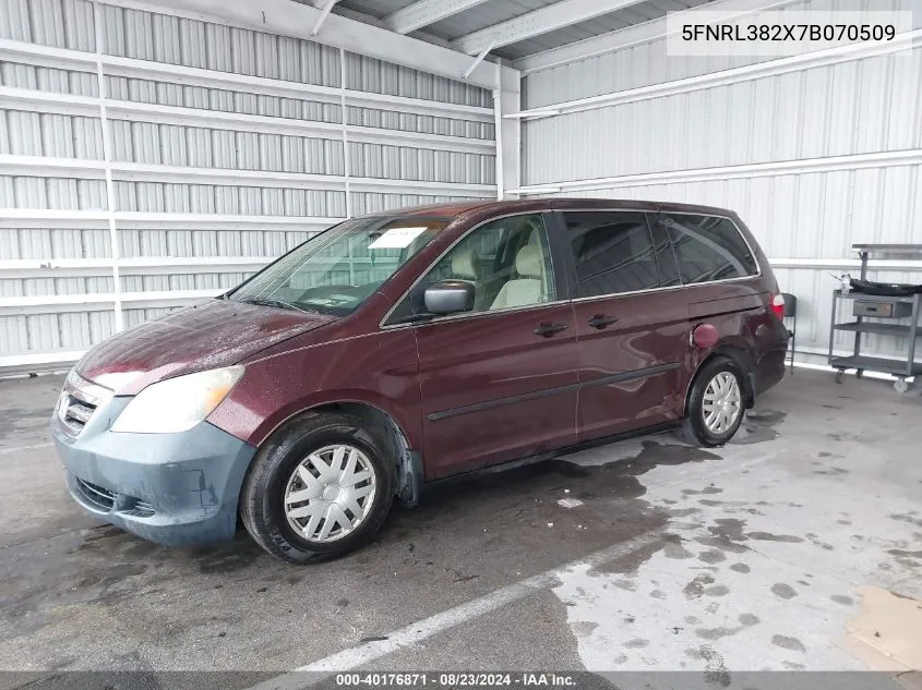 2007 Honda Odyssey Lx VIN: 5FNRL382X7B070509 Lot: 40176871