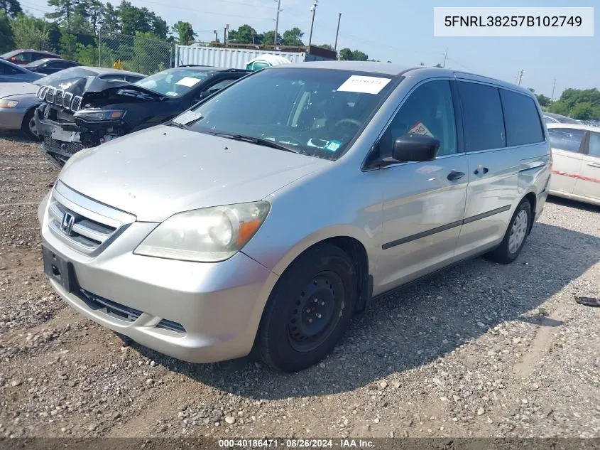 5FNRL38257B102749 2007 Honda Odyssey Lx