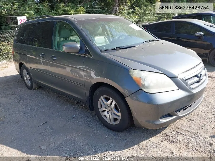 2007 Honda Odyssey Ex-L VIN: 5FNRL38627B428754 Lot: 40198223