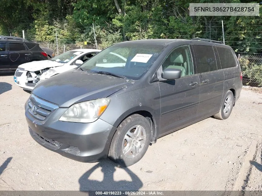 2007 Honda Odyssey Ex-L VIN: 5FNRL38627B428754 Lot: 40198223