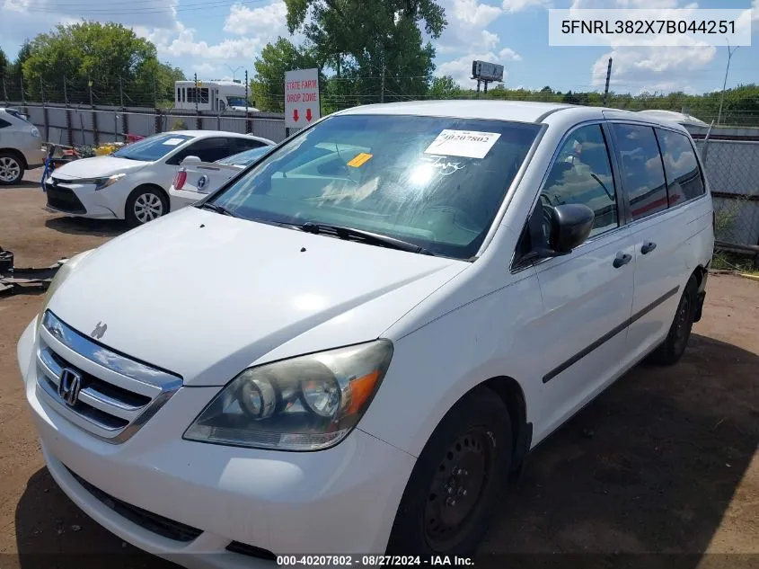 2007 Honda Odyssey Lx VIN: 5FNRL382X7B044251 Lot: 40207802