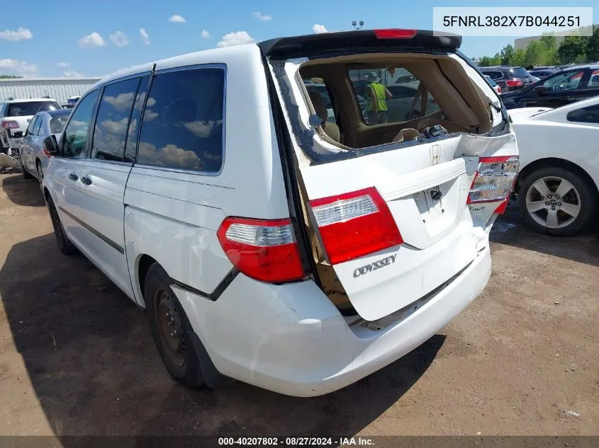 2007 Honda Odyssey Lx VIN: 5FNRL382X7B044251 Lot: 40207802