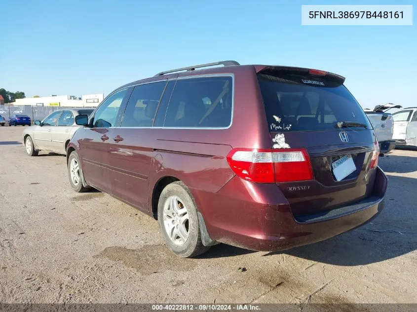 2007 Honda Odyssey Ex-L VIN: 5FNRL38697B448161 Lot: 40222812