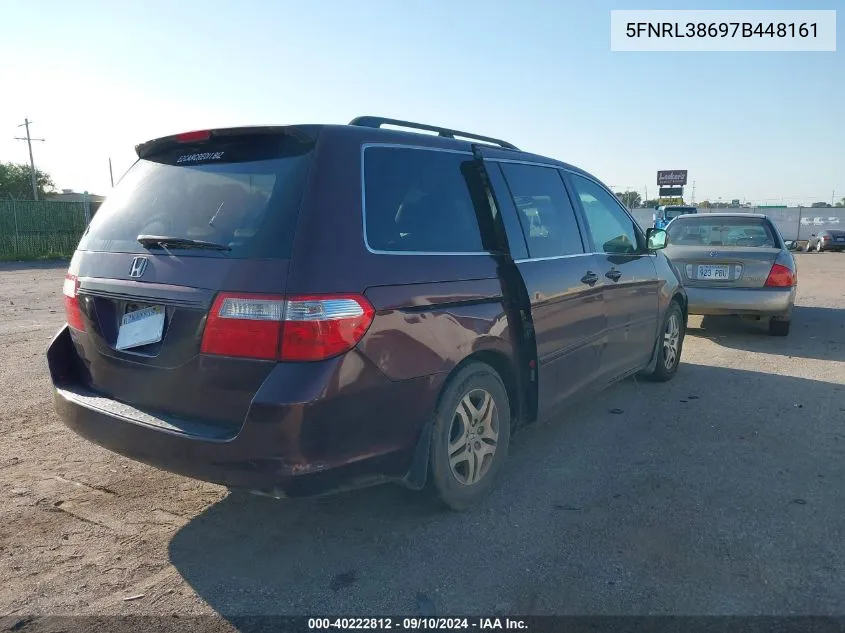 2007 Honda Odyssey Ex-L VIN: 5FNRL38697B448161 Lot: 40222812