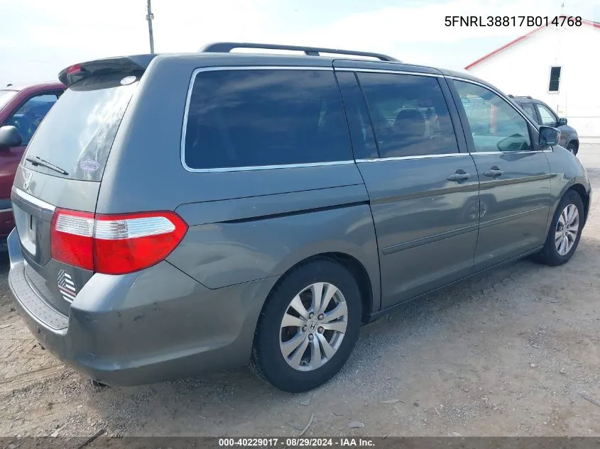 2007 Honda Odyssey Touring VIN: 5FNRL38817B014768 Lot: 40229017