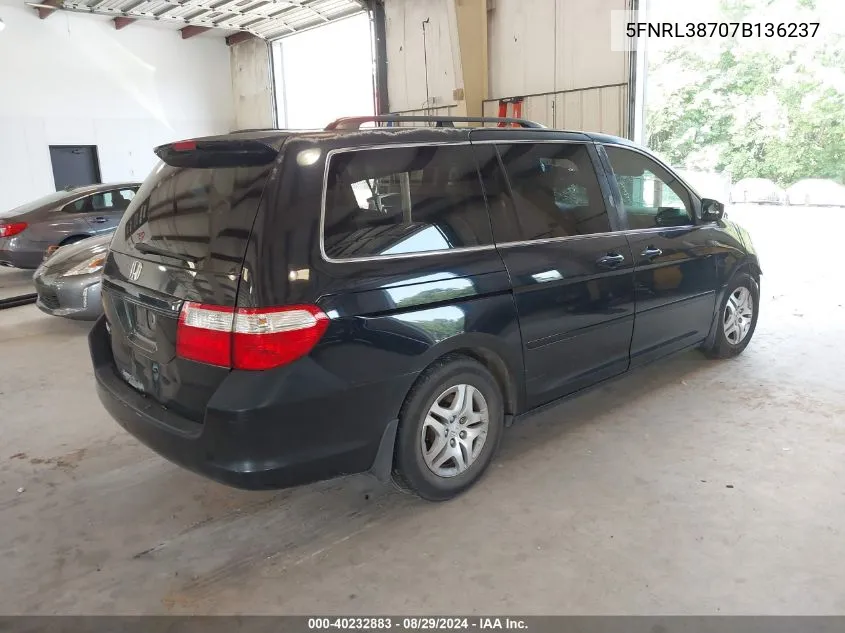 2007 Honda Odyssey Ex-L VIN: 5FNRL38707B136237 Lot: 40232883