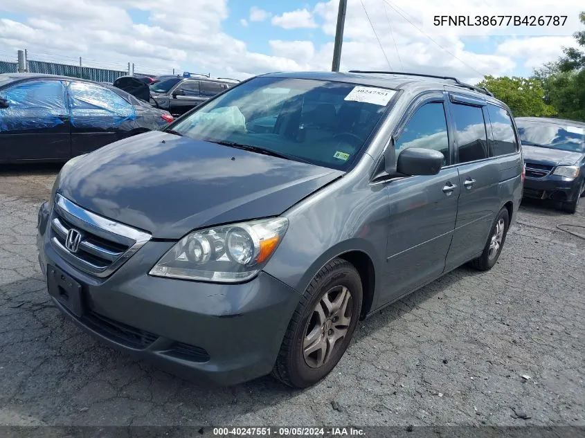 2007 Honda Odyssey Ex-L VIN: 5FNRL38677B426787 Lot: 40247551