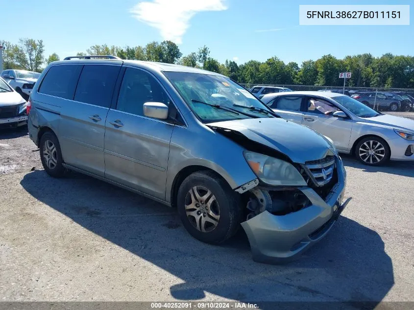 5FNRL38627B011151 2007 Honda Odyssey Ex-L