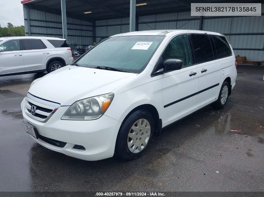 2007 Honda Odyssey Lx VIN: 5FNRL38217B135845 Lot: 40257979