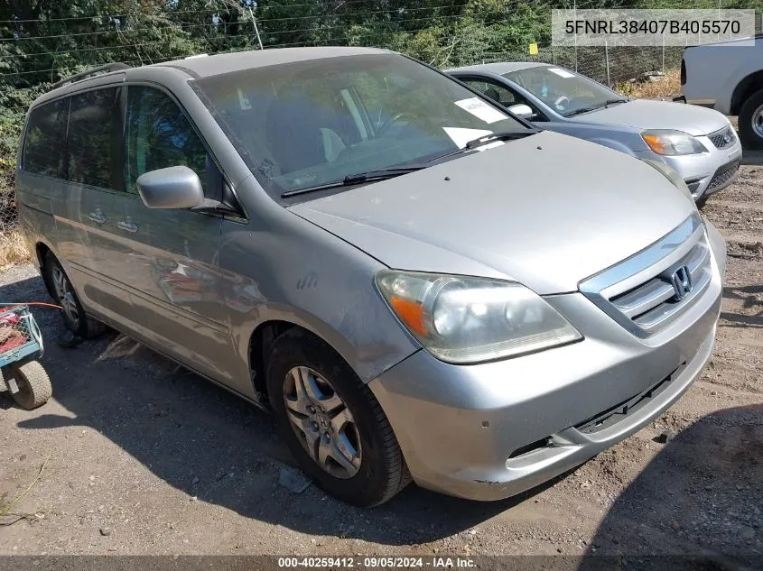 2007 Honda Odyssey Ex VIN: 5FNRL38407B405570 Lot: 40259412