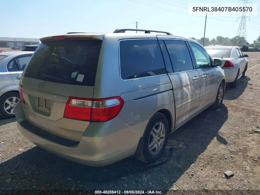 2007 Honda Odyssey Ex VIN: 5FNRL38407B405570 Lot: 40259412