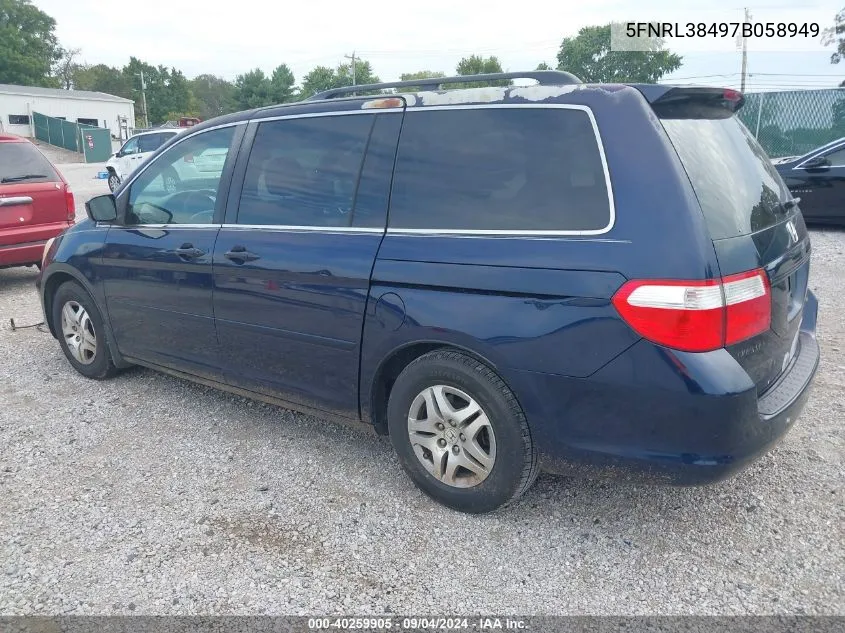 2007 Honda Odyssey Ex VIN: 5FNRL38497B058949 Lot: 40259905