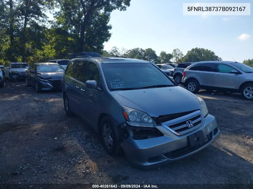 2007 Honda Odyssey Ex-L VIN: 5FNRL38737B092167 Lot: 40261642