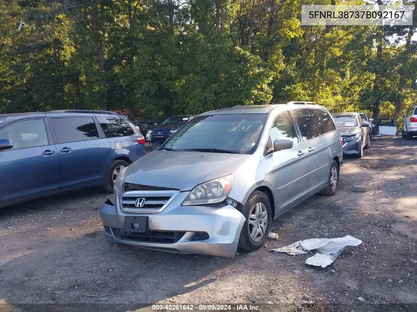 2007 Honda Odyssey Ex-L VIN: 5FNRL38737B092167 Lot: 40261642