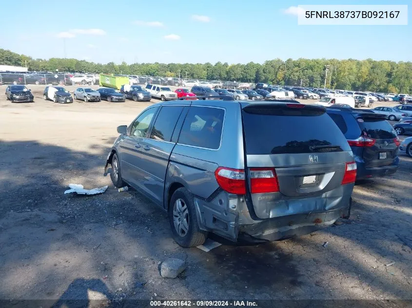 2007 Honda Odyssey Ex-L VIN: 5FNRL38737B092167 Lot: 40261642