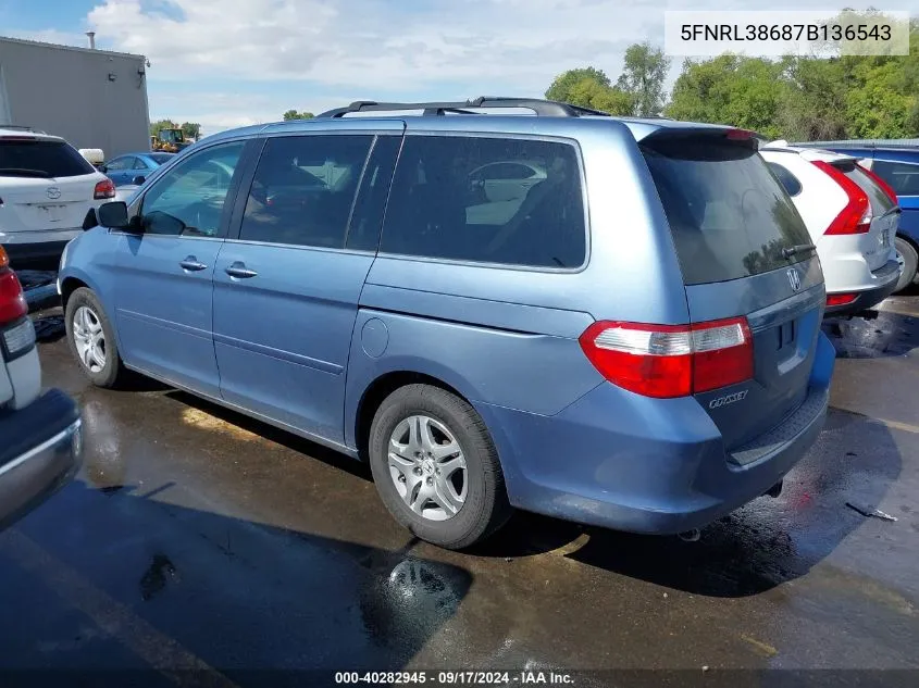 5FNRL38687B136543 2007 Honda Odyssey Ex-L