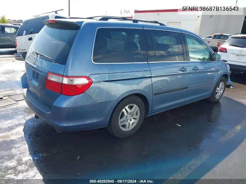 5FNRL38687B136543 2007 Honda Odyssey Ex-L