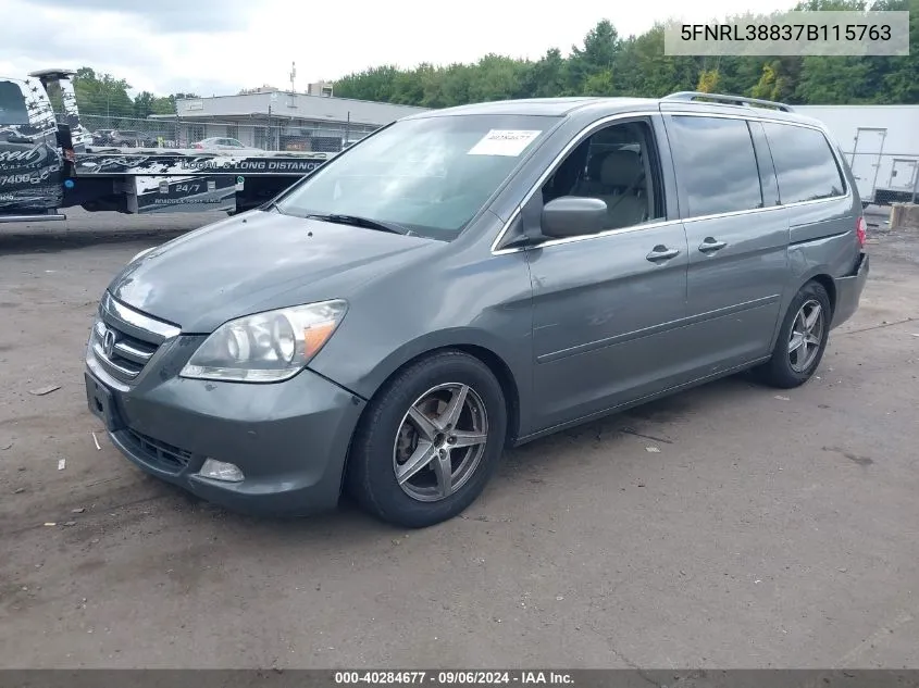 2007 Honda Odyssey Touring VIN: 5FNRL38837B115763 Lot: 40284677