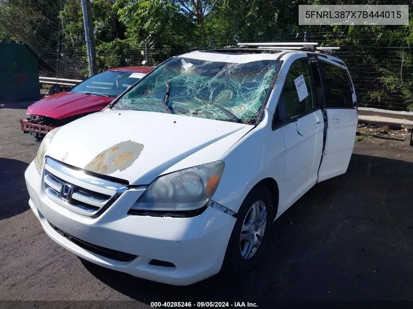 2007 Honda Odyssey Ex-L VIN: 5FNRL387X7B444015 Lot: 40285246