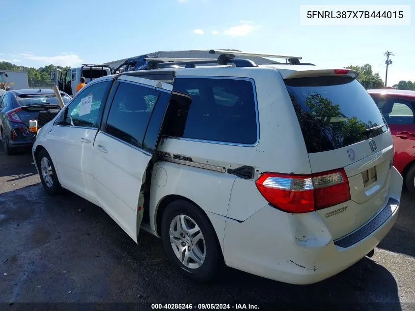 2007 Honda Odyssey Ex-L VIN: 5FNRL387X7B444015 Lot: 40285246