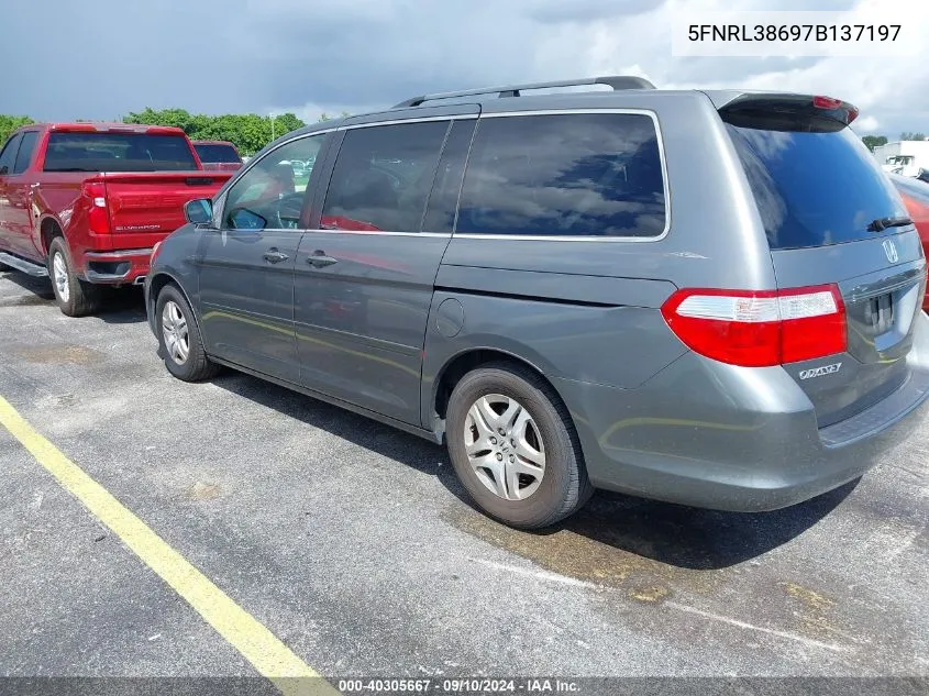 2007 Honda Odyssey Ex-L VIN: 5FNRL38697B137197 Lot: 40305667