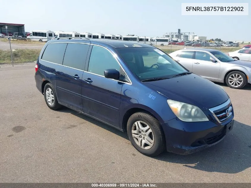 2007 Honda Odyssey Exl VIN: 5FNRL38757B122902 Lot: 40306959