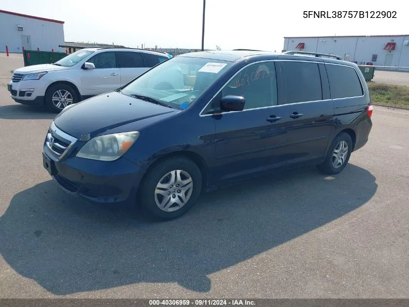 2007 Honda Odyssey Exl VIN: 5FNRL38757B122902 Lot: 40306959