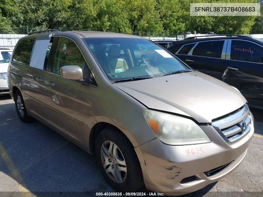 2007 Honda Odyssey Ex-L VIN: 5FNRL38737B408683 Lot: 40308635