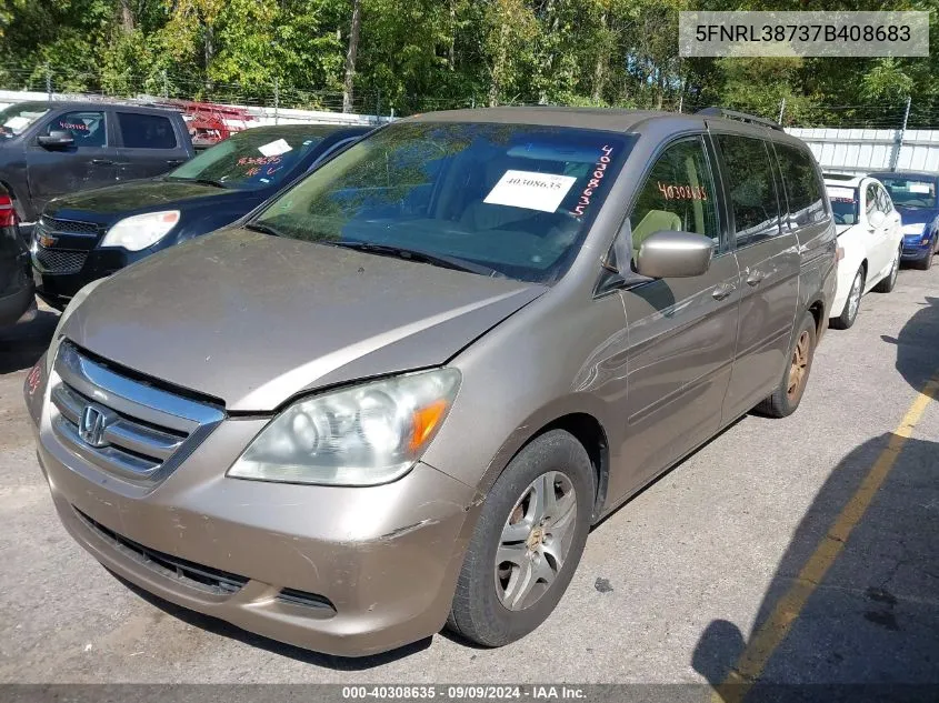 2007 Honda Odyssey Ex-L VIN: 5FNRL38737B408683 Lot: 40308635