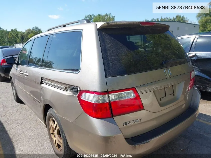 2007 Honda Odyssey Ex-L VIN: 5FNRL38737B408683 Lot: 40308635