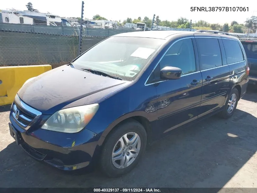 2007 Honda Odyssey Ex-L VIN: 5FNRL38797B107061 Lot: 40329137