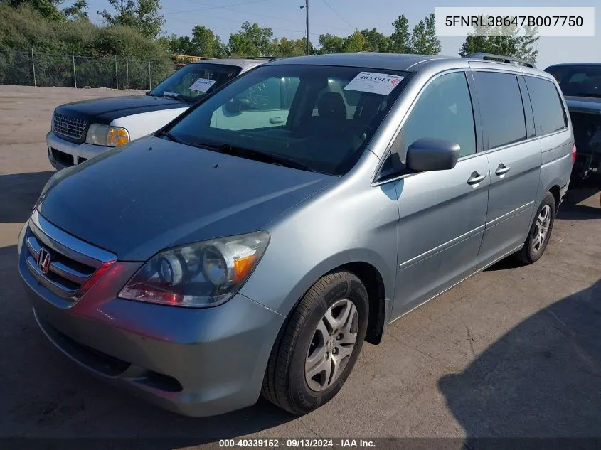 2007 Honda Odyssey Exl VIN: 5FNRL38647B007750 Lot: 40339152