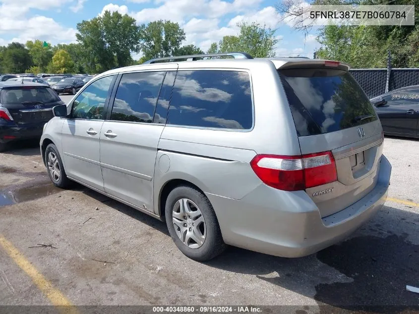 2007 Honda Odyssey Exl VIN: 5FNRL387E7B060784 Lot: 40348860