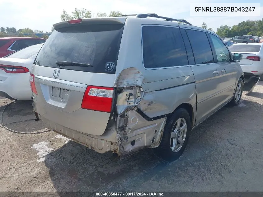 5FNRL38887B043247 2007 Honda Odyssey Touring