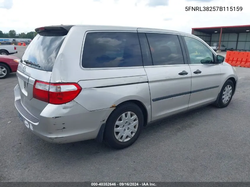 5FNRL38257B115159 2007 Honda Odyssey Lx