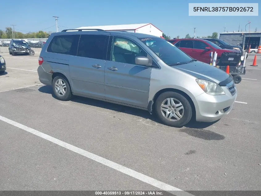 2007 Honda Odyssey Ex-L VIN: 5FNRL38757B092672 Lot: 40359513