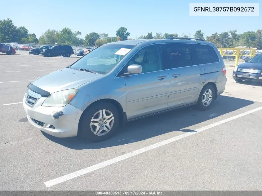 5FNRL38757B092672 2007 Honda Odyssey Ex-L