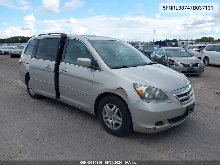 2007 Honda Odyssey Ex-L VIN: 5FNRL38747B037131 Lot: 40364416