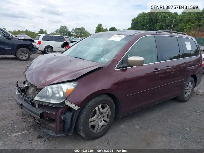 5FNRL38757B431589 2007 Honda Odyssey Ex-L