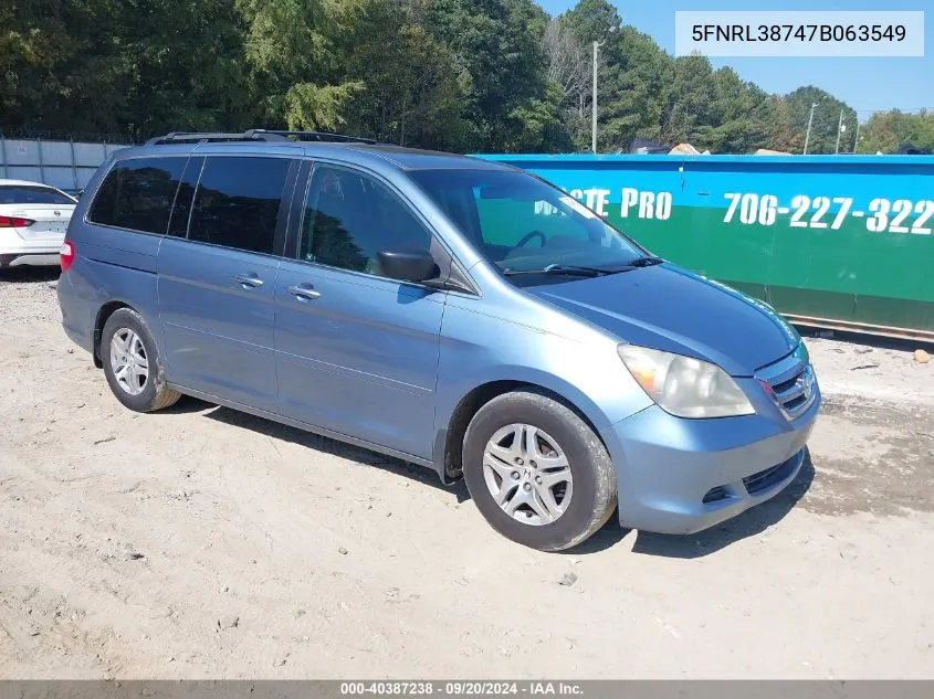 5FNRL38747B063549 2007 Honda Odyssey Ex-L