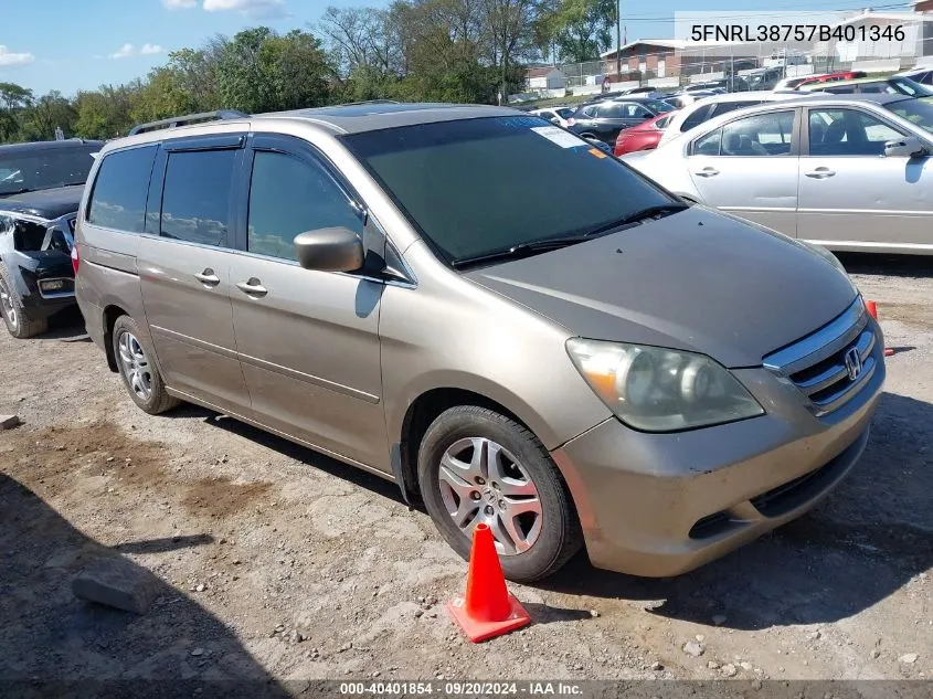 5FNRL38757B401346 2007 Honda Odyssey Ex-L