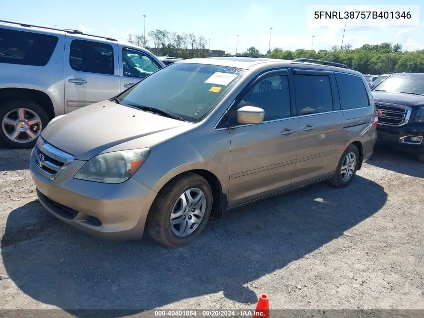 5FNRL38757B401346 2007 Honda Odyssey Ex-L