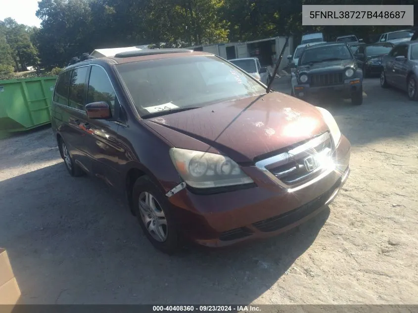 2007 Honda Odyssey Ex-L VIN: 5FNRL38727B448687 Lot: 40408360