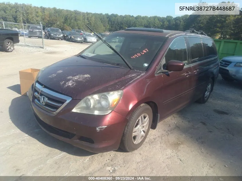 2007 Honda Odyssey Ex-L VIN: 5FNRL38727B448687 Lot: 40408360