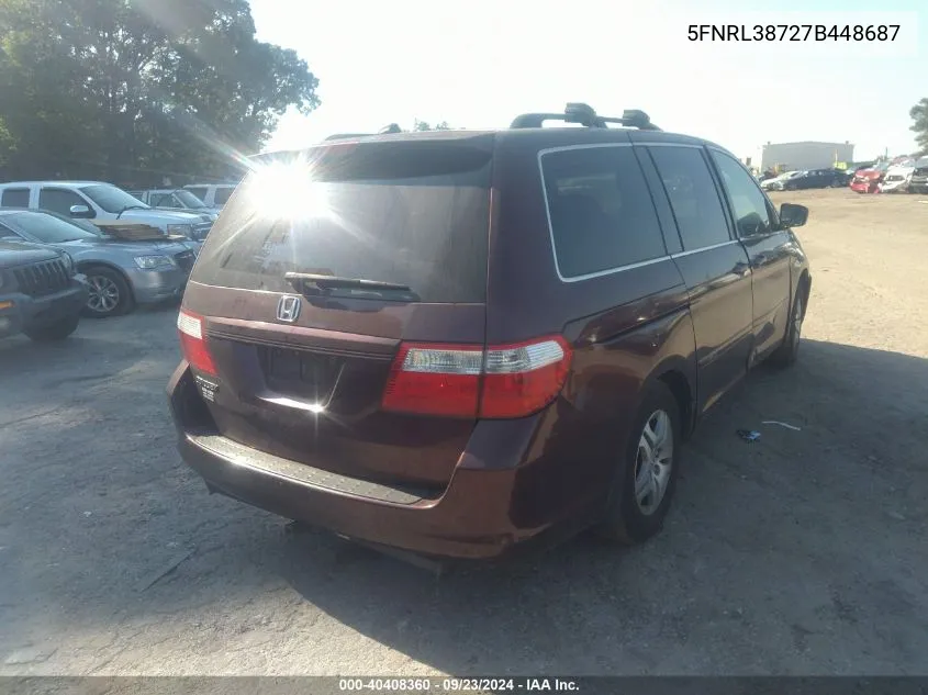 2007 Honda Odyssey Ex-L VIN: 5FNRL38727B448687 Lot: 40408360