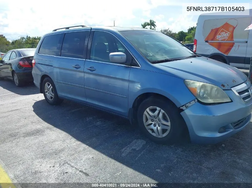 2007 Honda Odyssey Ex-L VIN: 5FNRL38717B105403 Lot: 40552469