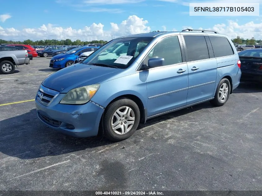 2007 Honda Odyssey Ex-L VIN: 5FNRL38717B105403 Lot: 40552469