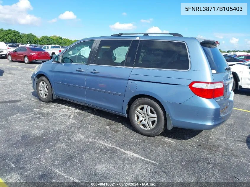 2007 Honda Odyssey Ex-L VIN: 5FNRL38717B105403 Lot: 40552469